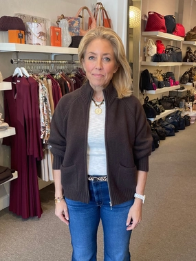 Gia Cardigan Treacle AntiPill Surface Button Down Collar