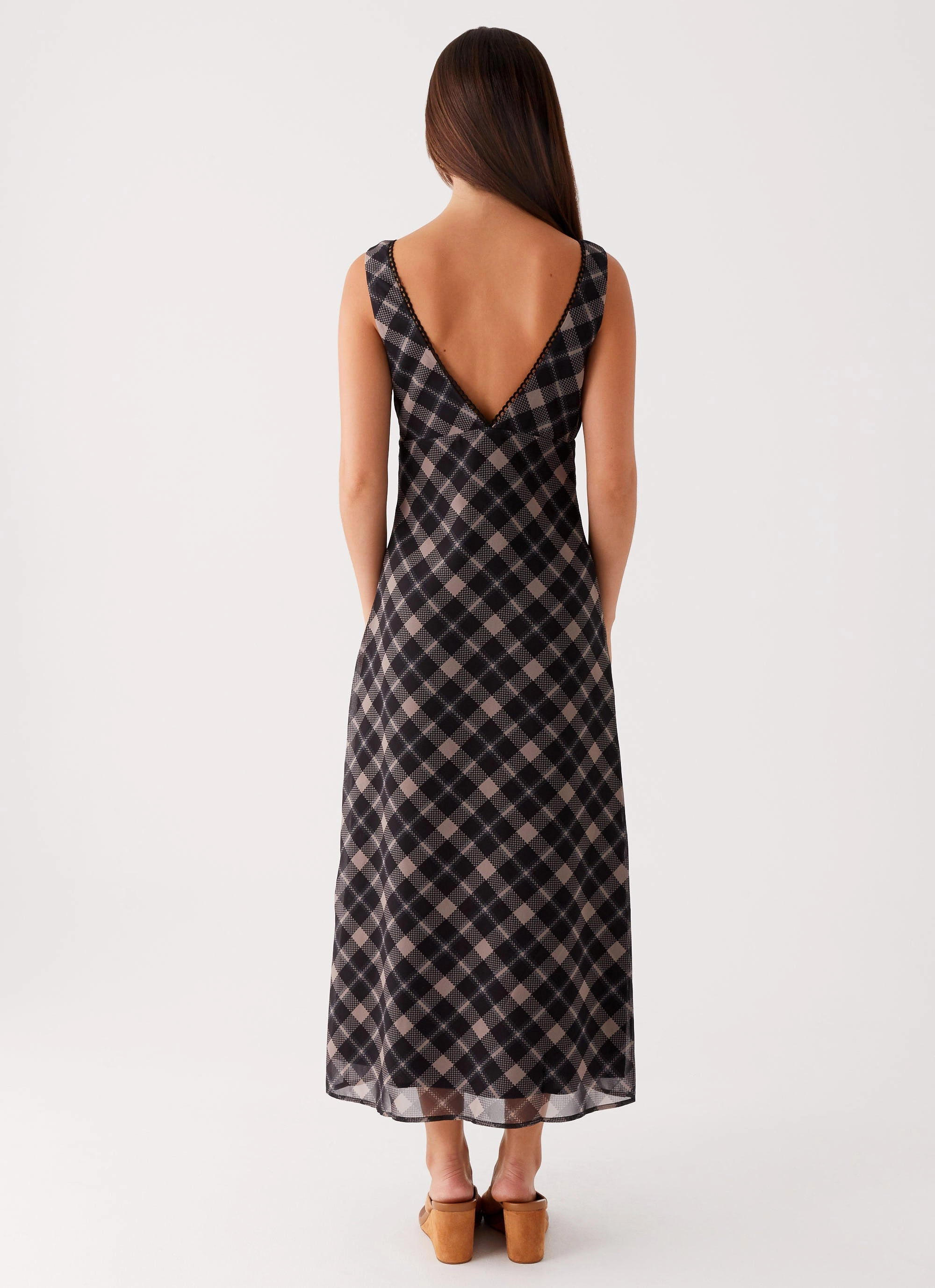 Gianna Midi Dress - Taupe Check Smooth Shape
