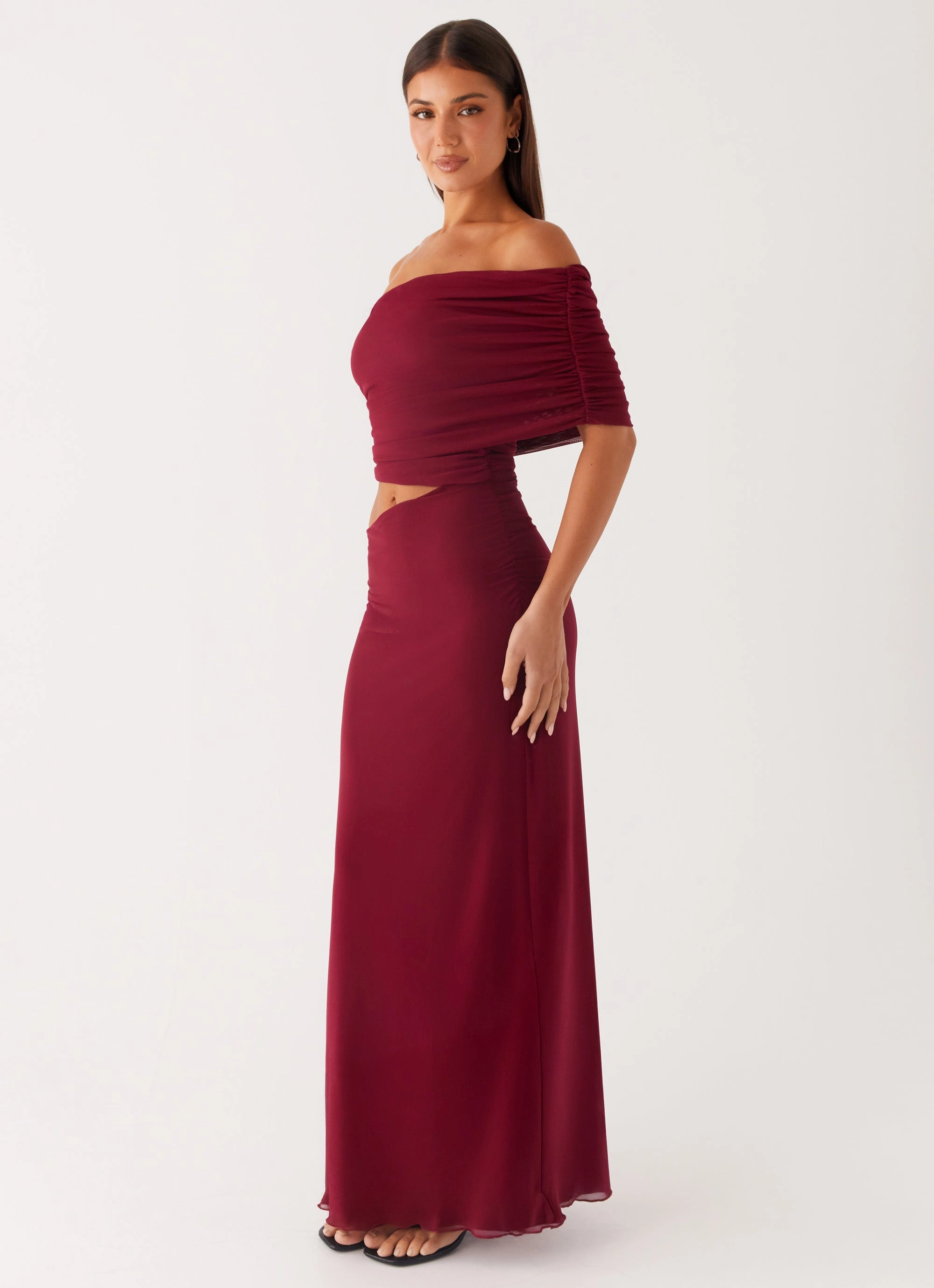Gillian Maxi Dress - Maroon Flower Grace