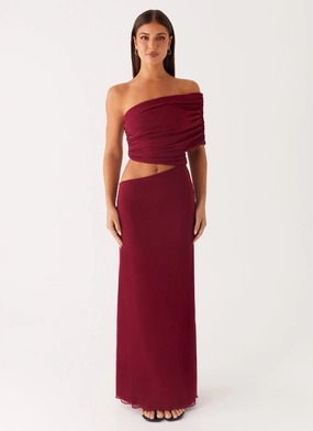 Gillian Maxi Dress - Maroon Modern Appearance Square Neck
