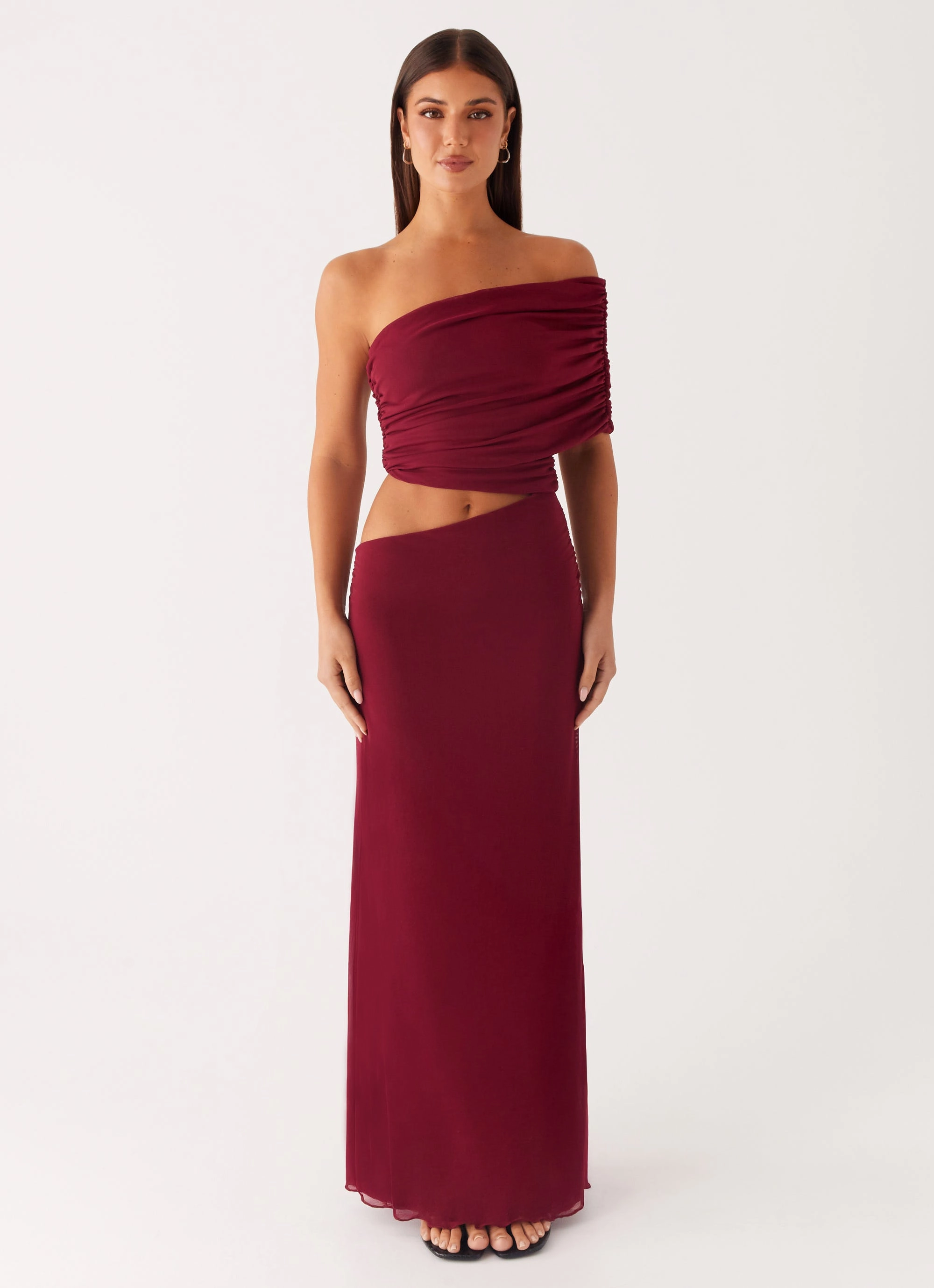 Gillian Maxi Dress - Maroon Modern Appearance Square Neck