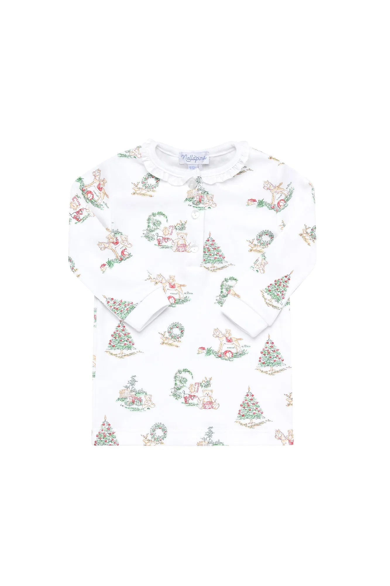 Girl Christmas Toile Pima Cotton Two-Piece Pajama Set