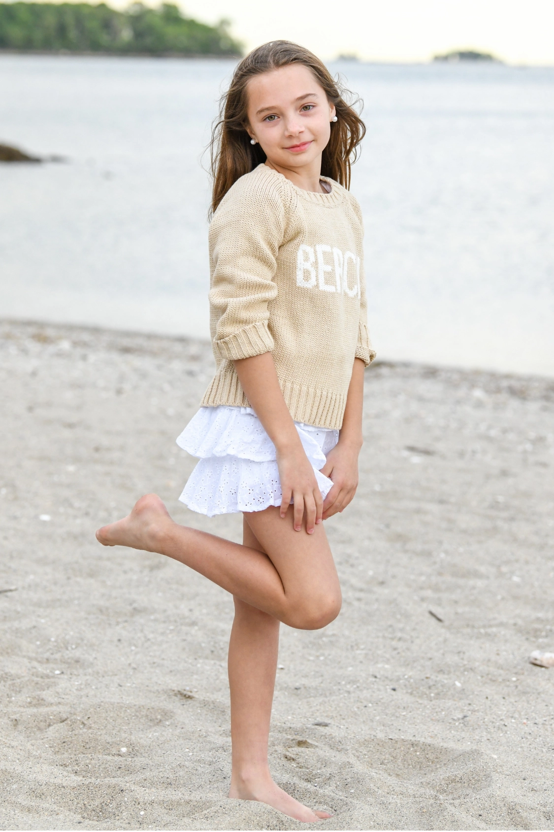 Girl's Beach Sweater / Tan GarmentDyed