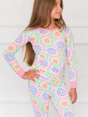 Girls Bamboo Ruffle Pajamas - Kaleidoscope Hearts