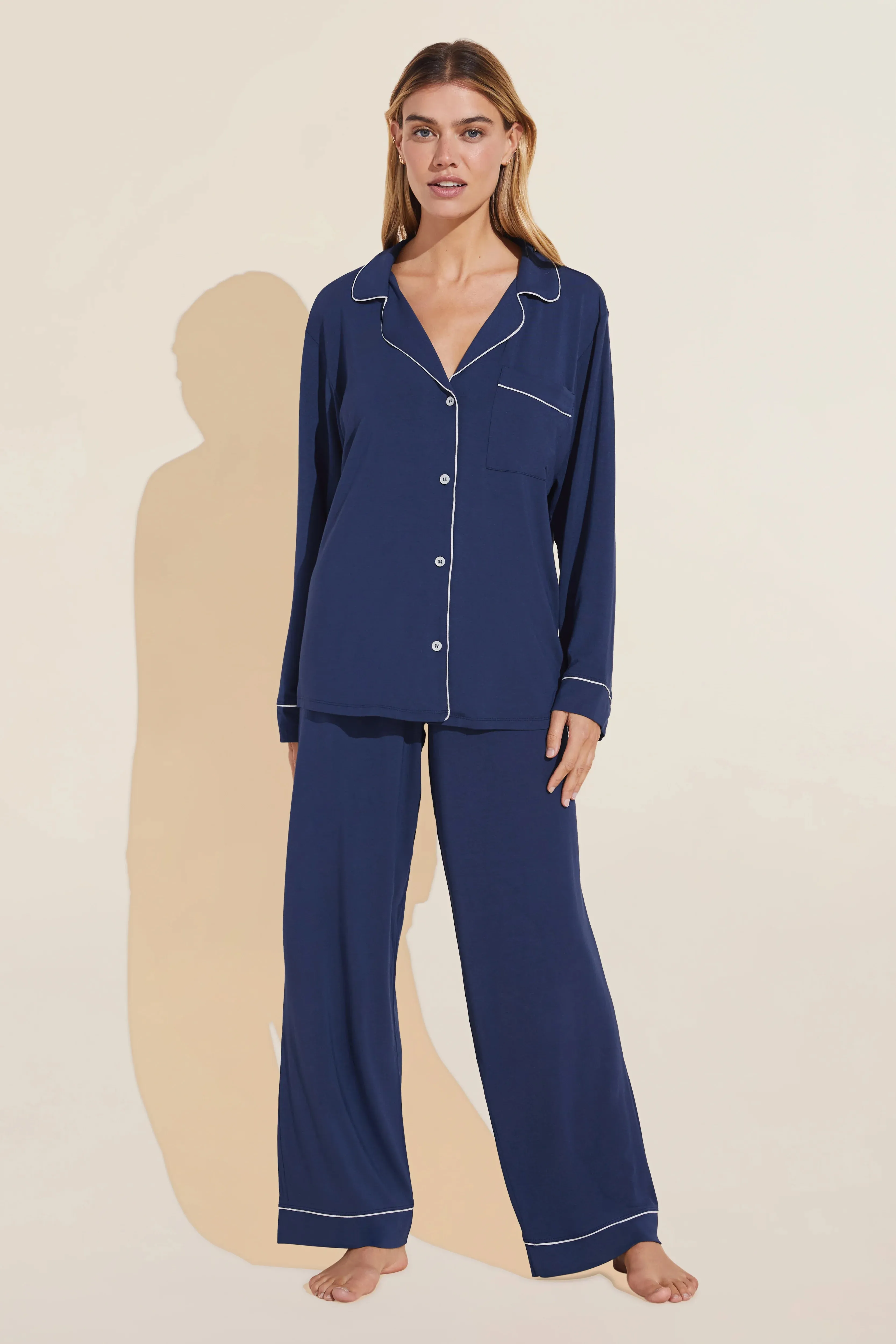 Gisele TENCEL™ Modal Long PJ Set | Navy/Ivory