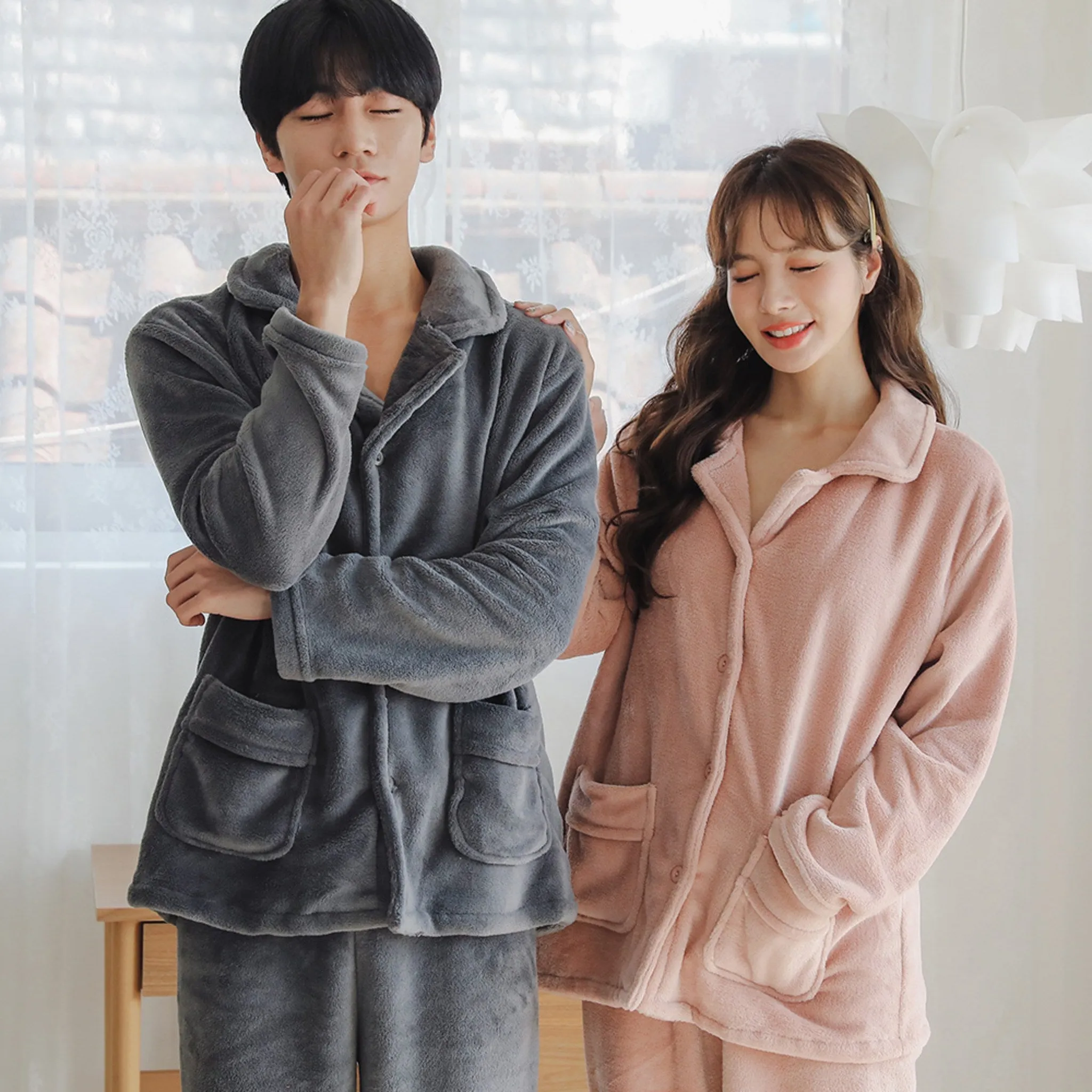 Glamgonggam Unisex Hug Me Microfiber Collar Winter Pajamas Couple Set - 🏆 #34 - Clothing/Accessories - Best of December