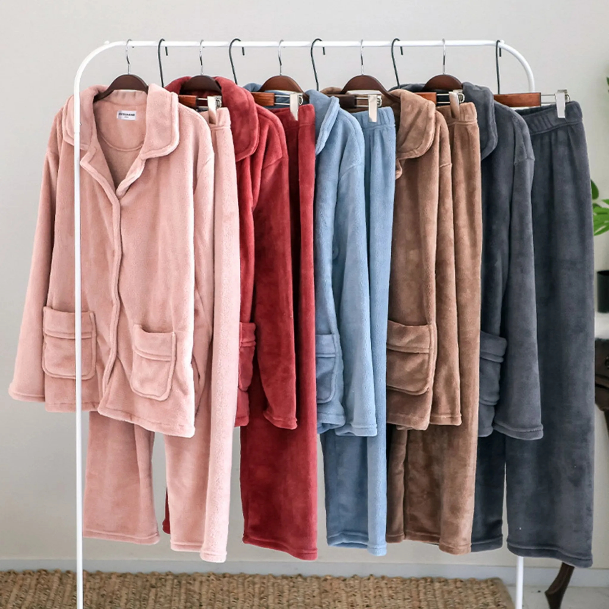 Glamgonggam Unisex Hug Me Microfiber Collar Winter Pajamas Couple Set - 🏆 #34 - Clothing/Accessories - Best of December