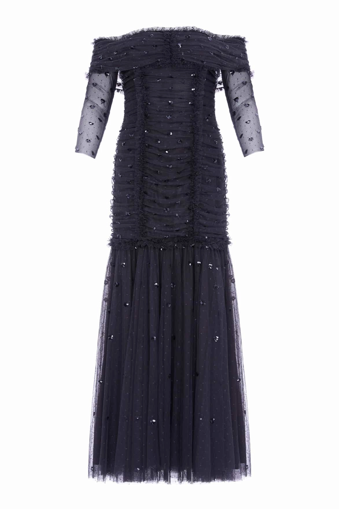 Love Heart Rouched Off-Shoulder Gown Evening Chic warm tones