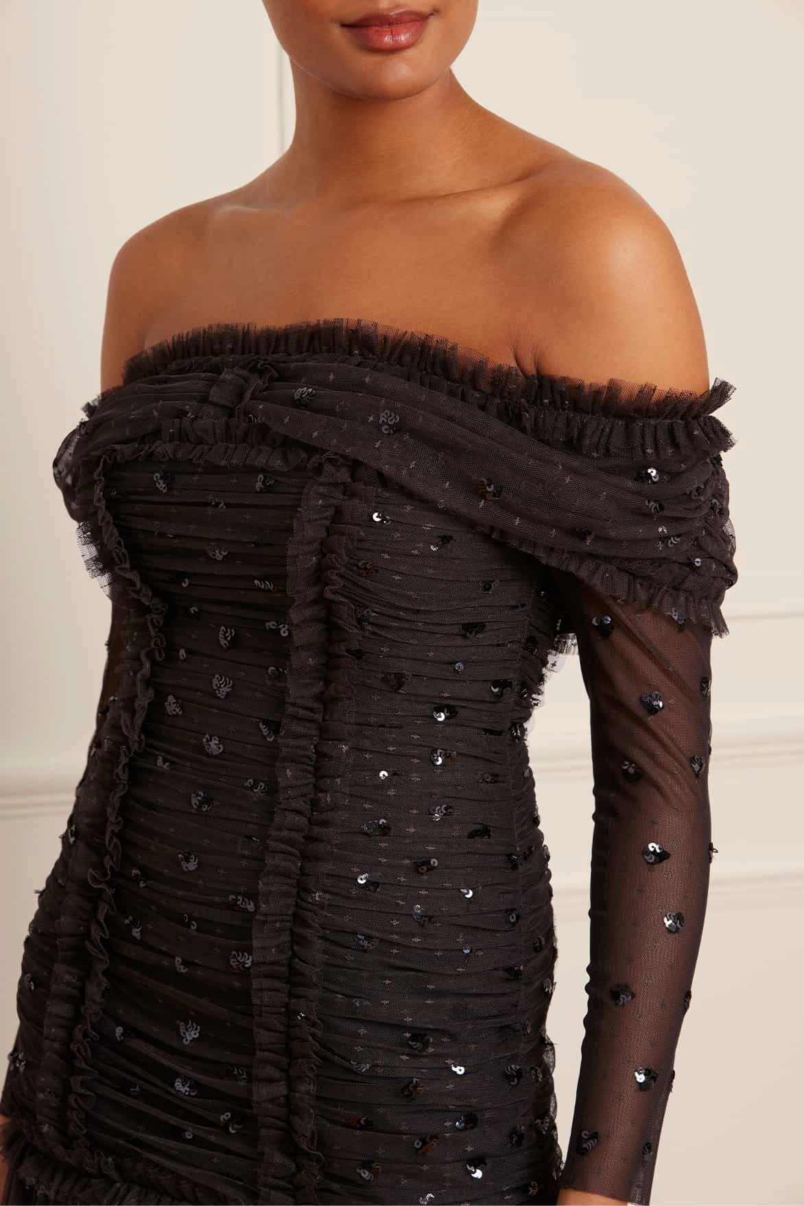 Love Heart Rouched Off-Shoulder Gown Cozy Touch