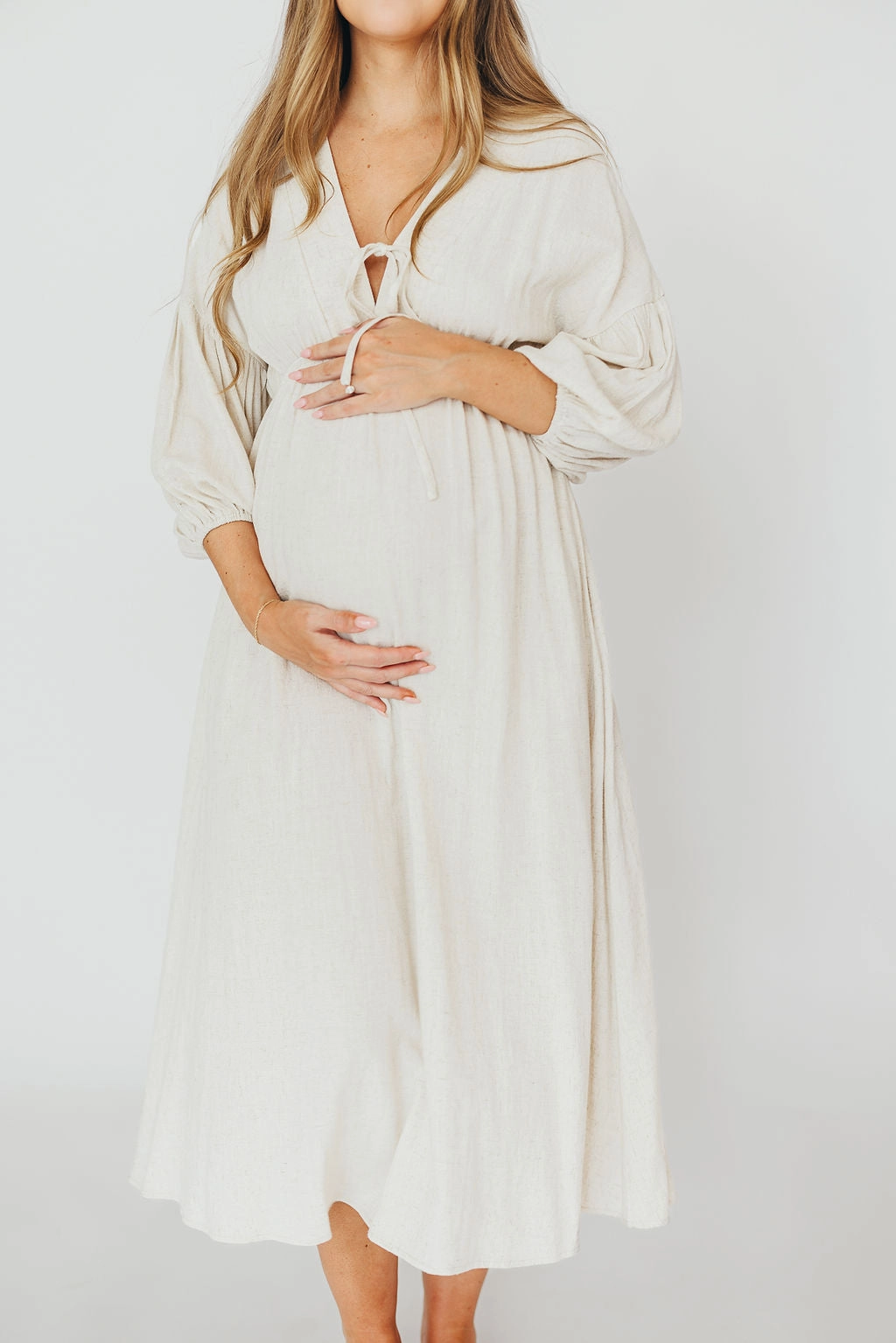 Date Nightwear Hunter 100% Cotton Gauze Midi Dress in Soy - Bump Friendly