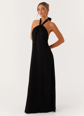 Golden Child Linen Maxi Dress - Black Dinner Outfit