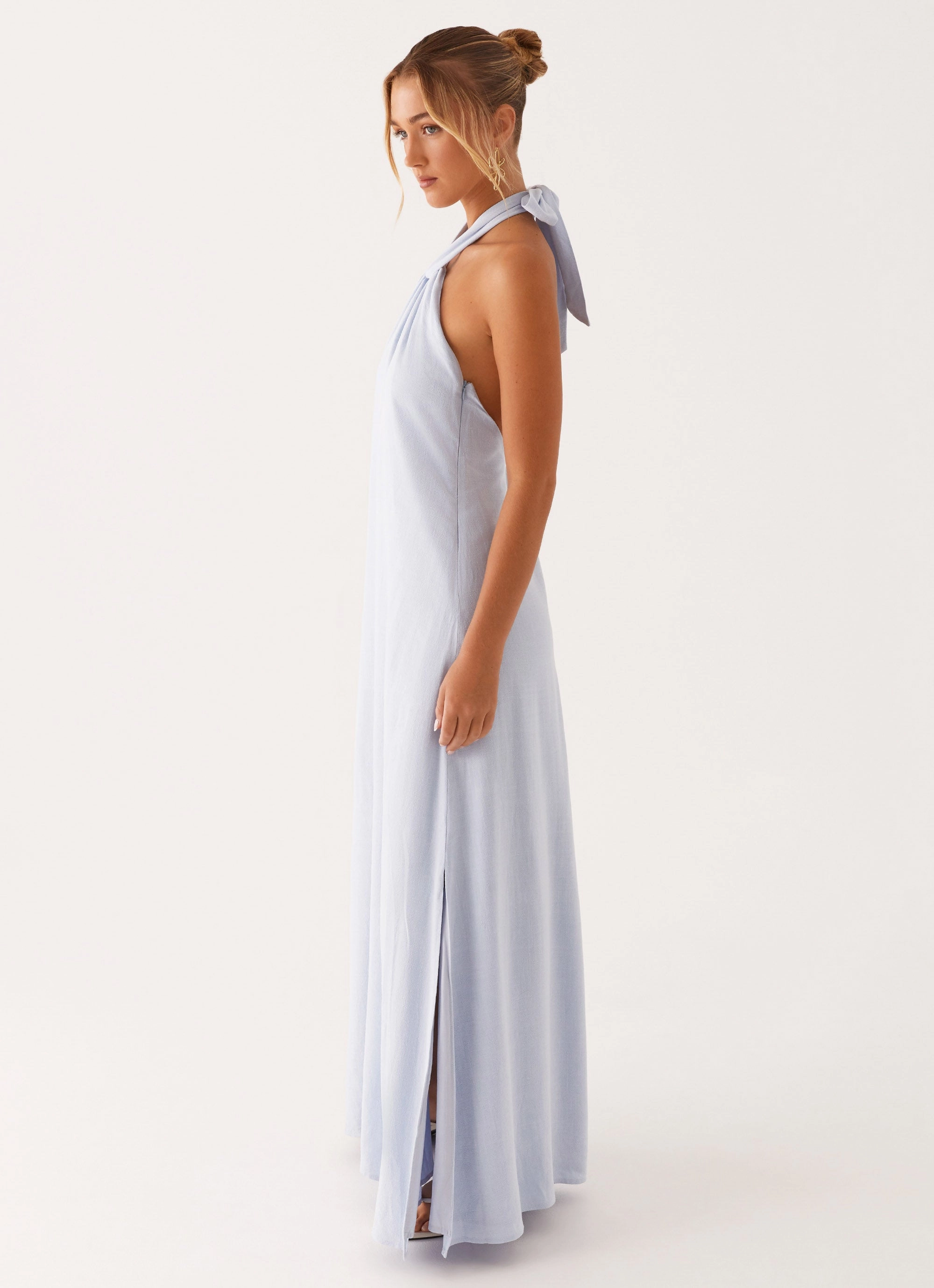 Golden Child Linen Maxi Dress - Blue Stylish Wear