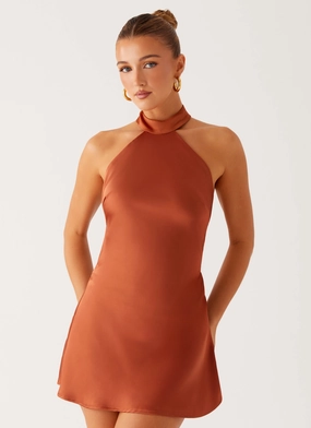Golden Dunes Mini Dress - Rust Vibrant Look
