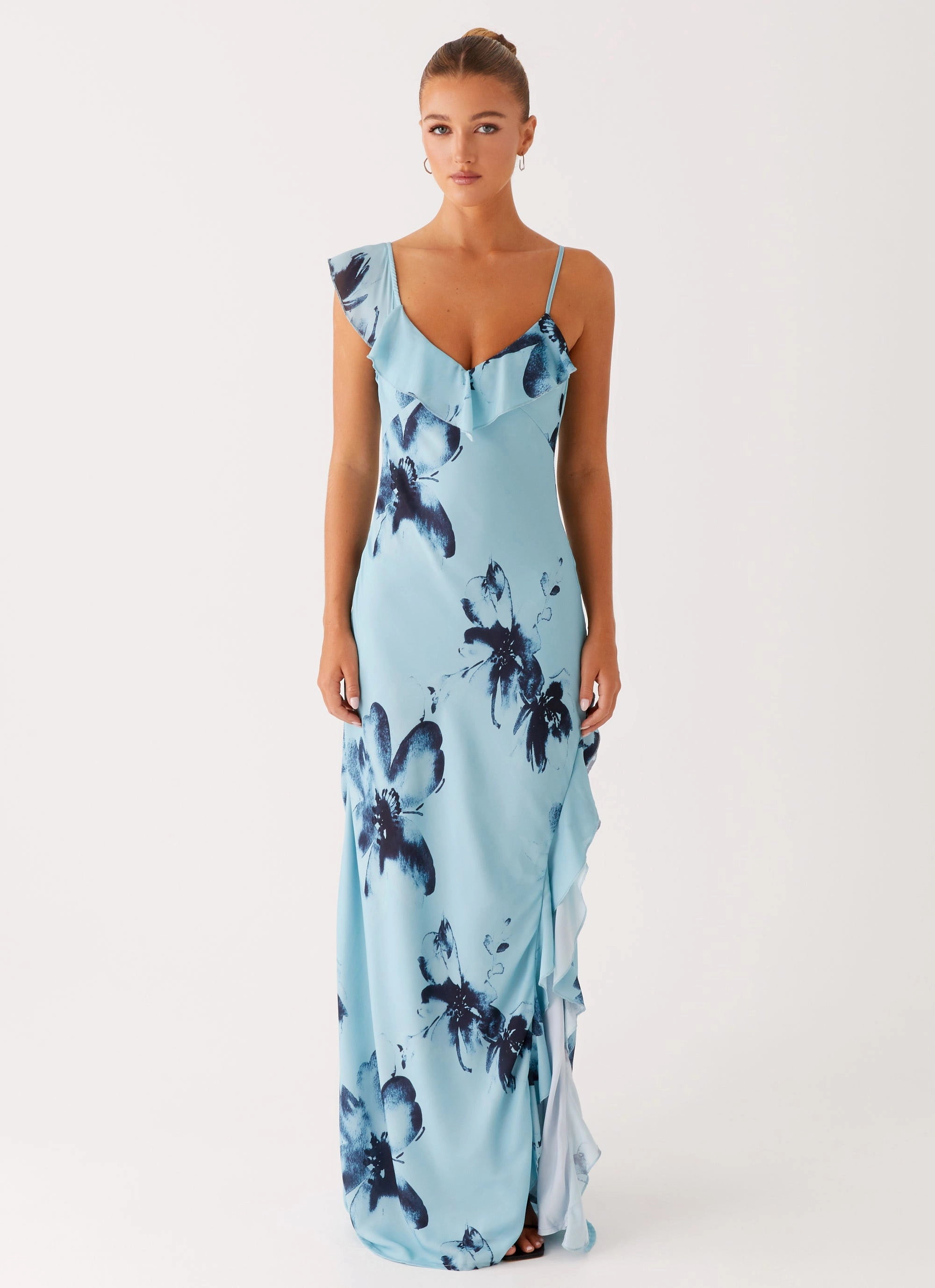 Fit Waist Timeless Touch Goldsmith Maxi Dress - Blue Black Floral