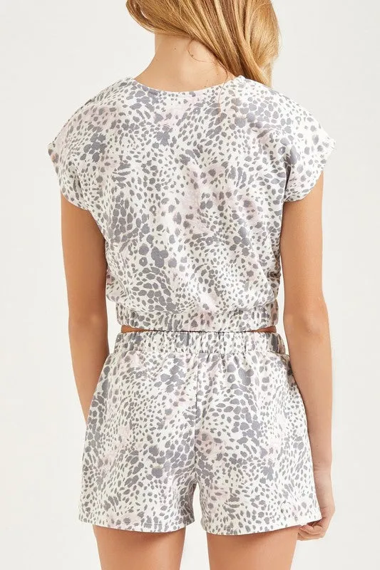 Good Girl - Animal Print Cutout Side Set In Pink