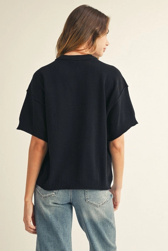 Versatile Layering Cut Good For Me Sweater in Black