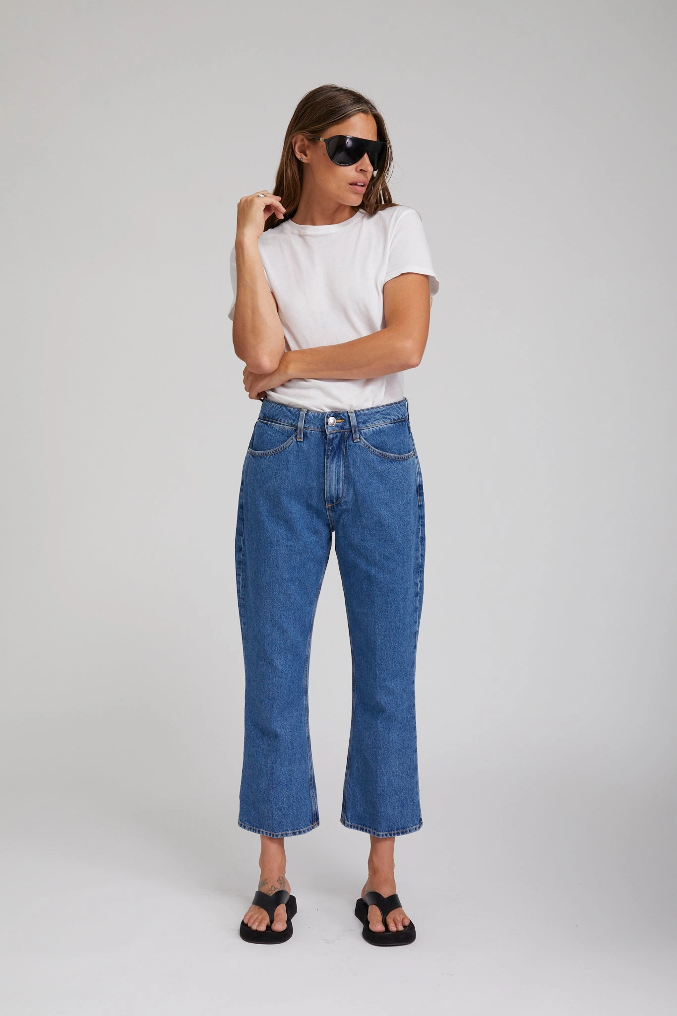 UltraSoftLining Goodall Crop Flare Denim Pants