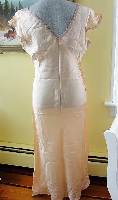 Gorgeous Art Deco 1930s BIAS CUT NIGHTGOWN, Vampy Old Hollywood, Glamorous Style Lingerie, Luxurious French Lace,Trousseau Lingerie, Pin Up
