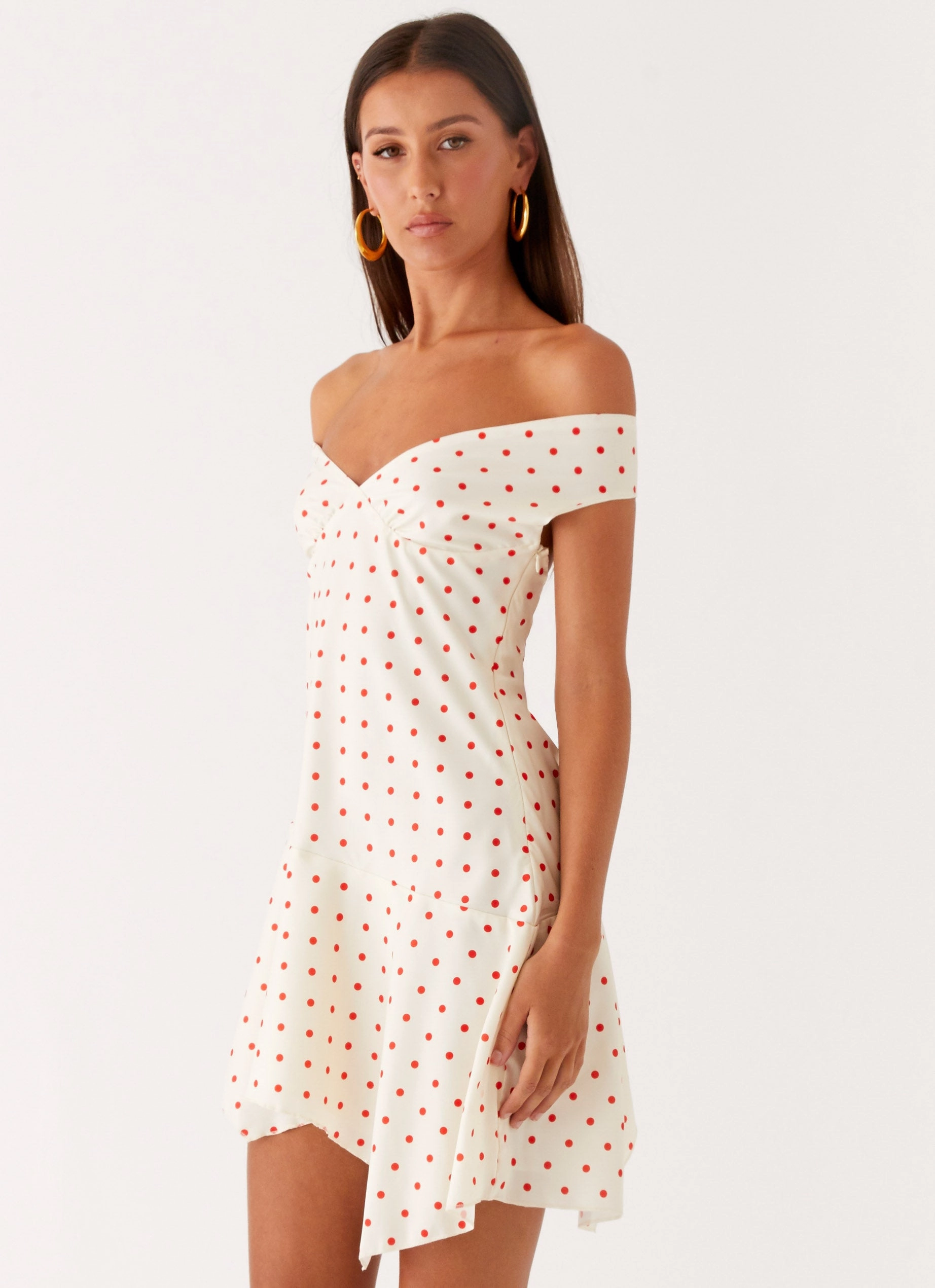 Alma Mini Dress - White Red Polka Dot Art Spirit