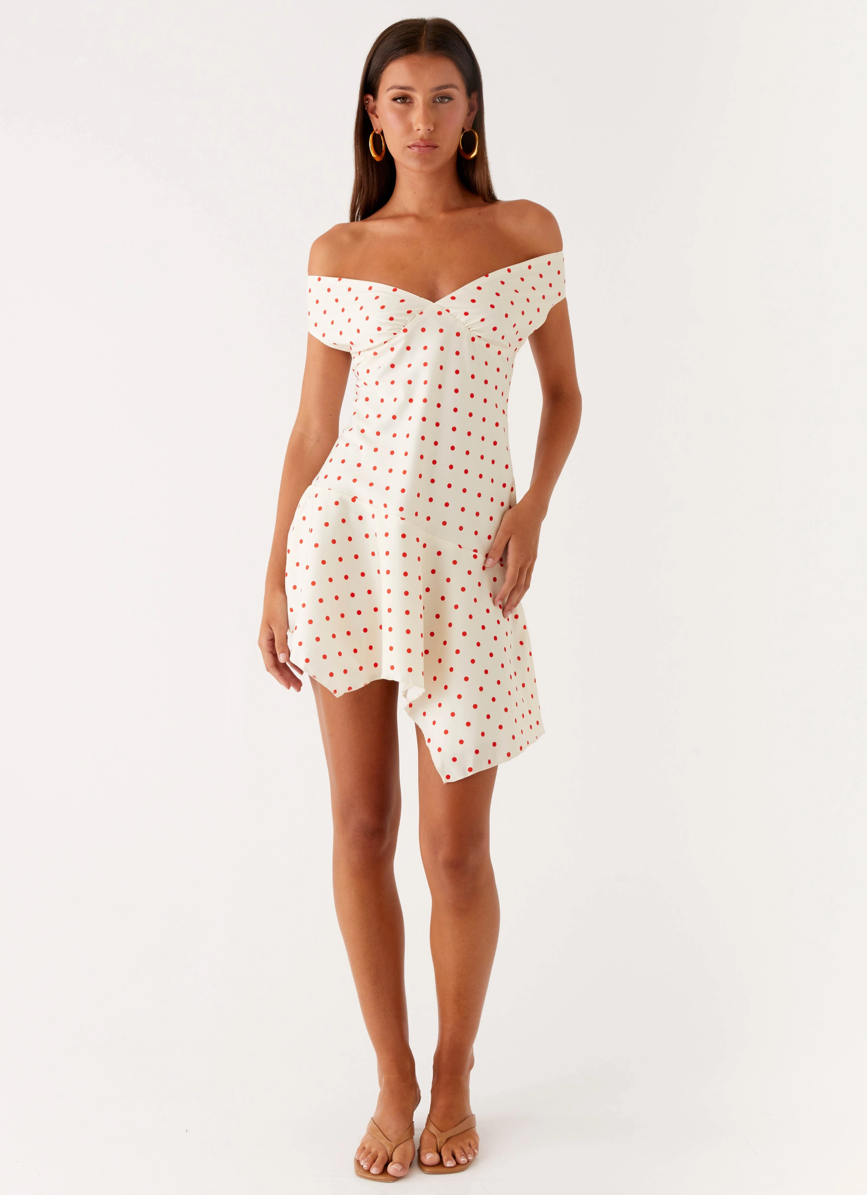 Alma Mini Dress - White Red Polka Dot Easy Tones