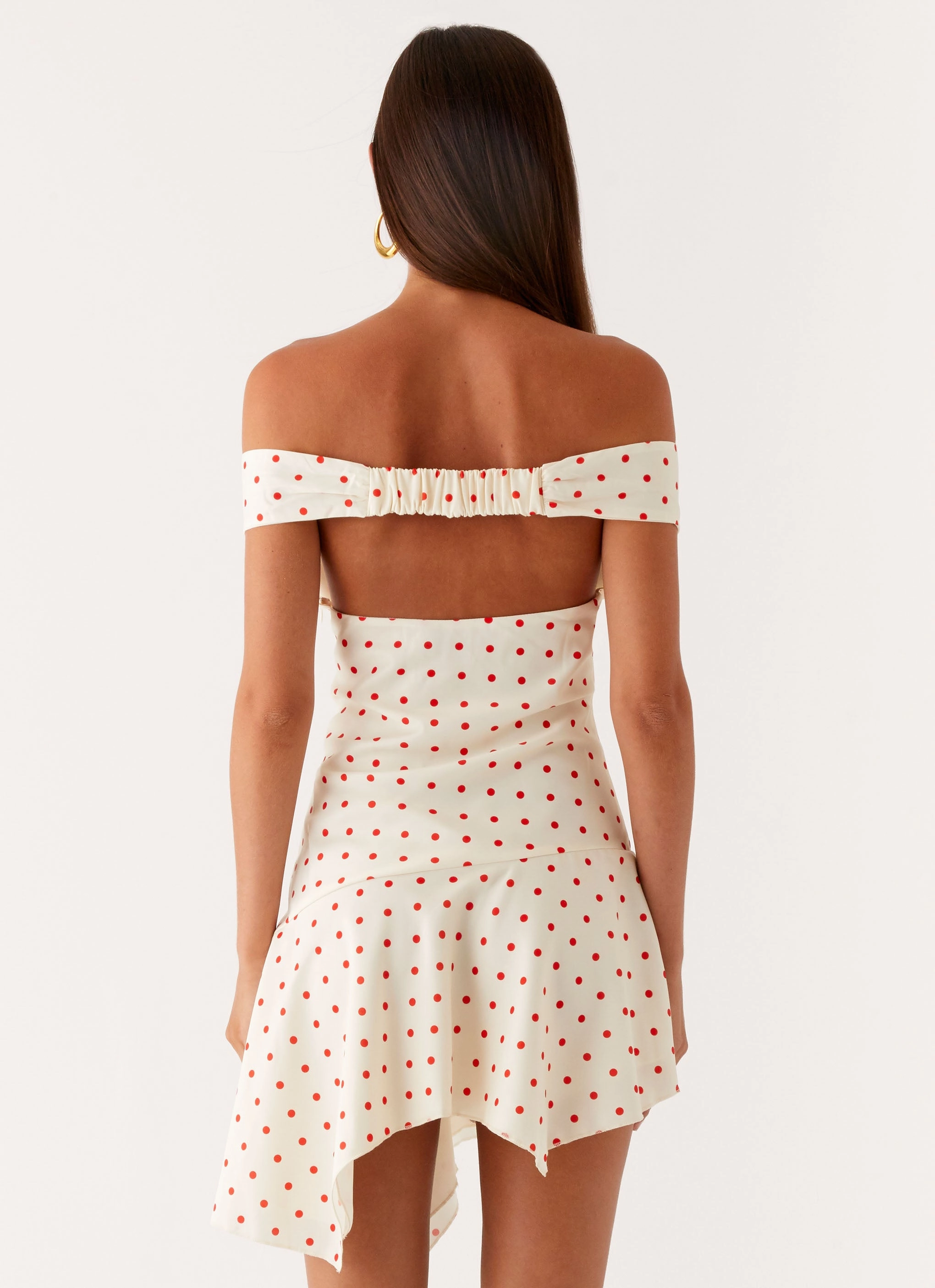 Alma Mini Dress - White Red Polka Dot Lazy Pick Soft-touch daywear