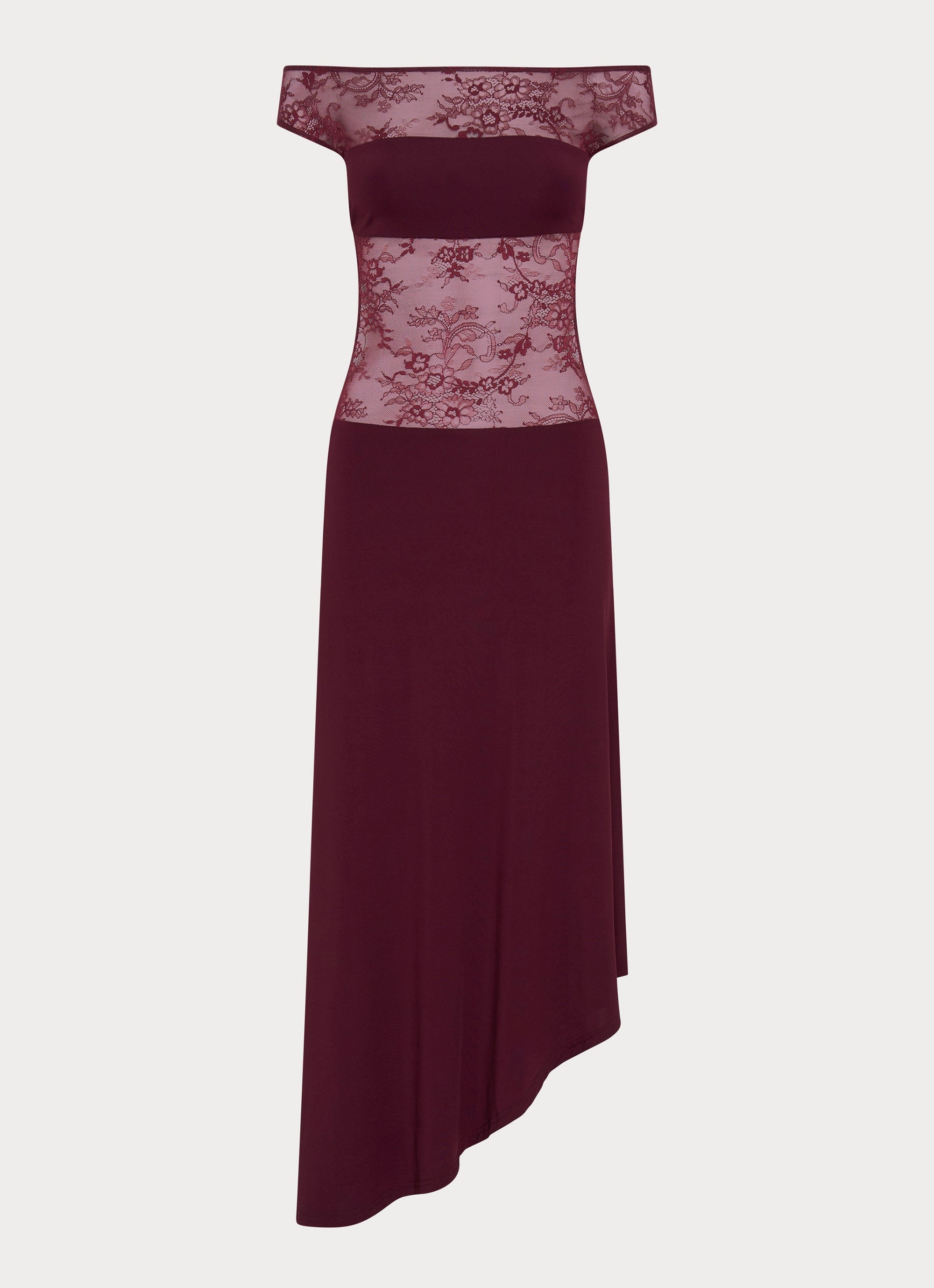 Long Sleeve Francoise Lace Midi Dress - Burgundy