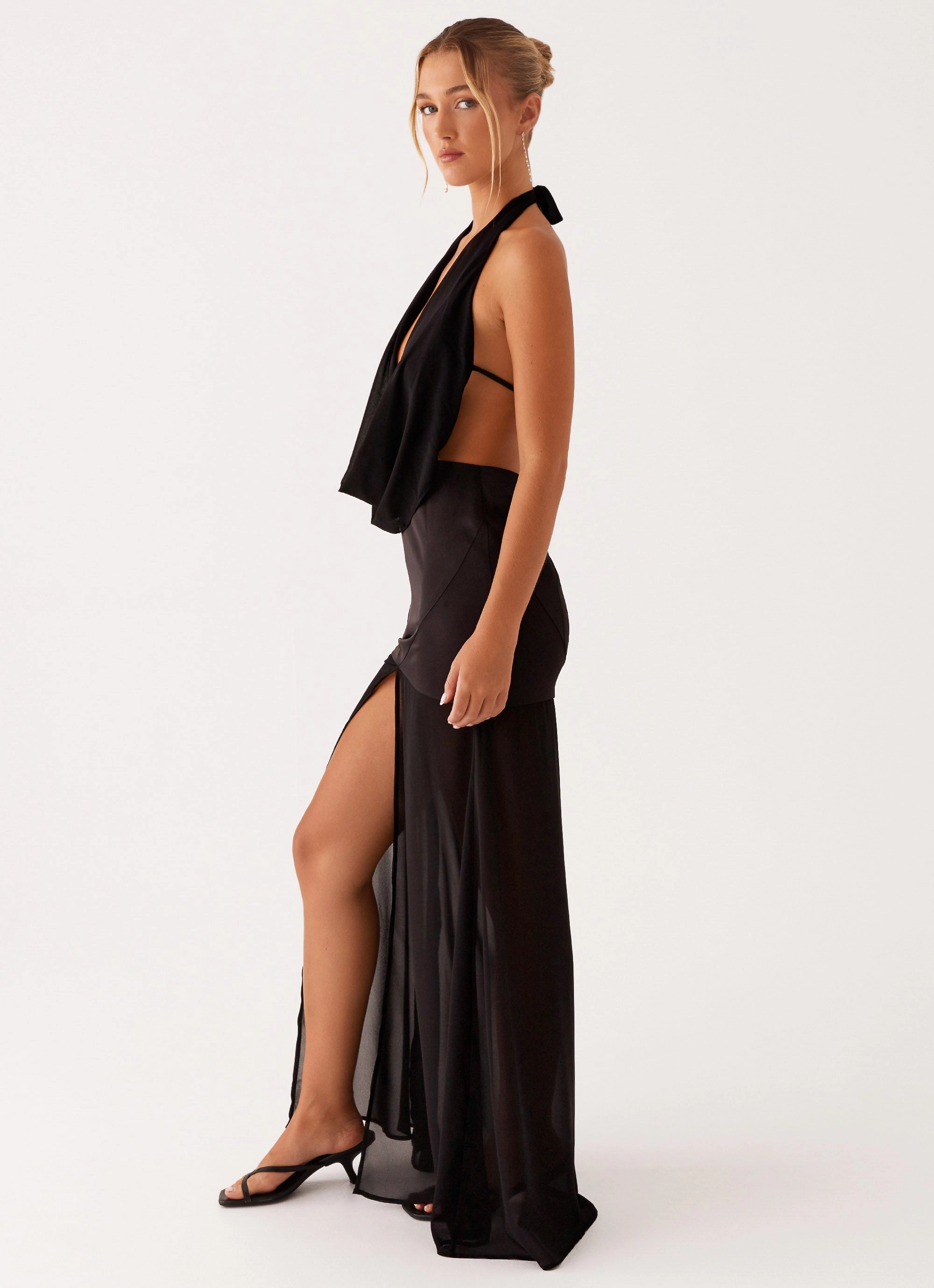 Fenella Maxi Dress - Black Beach Walk Short Sleeve