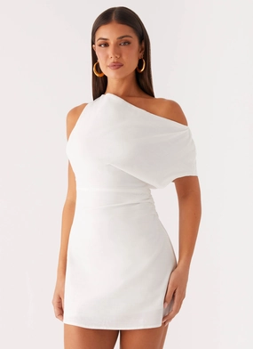 Bohemian-Style Halter neck Moonlight Oasis Asymmetrical Mini Dress - Off White