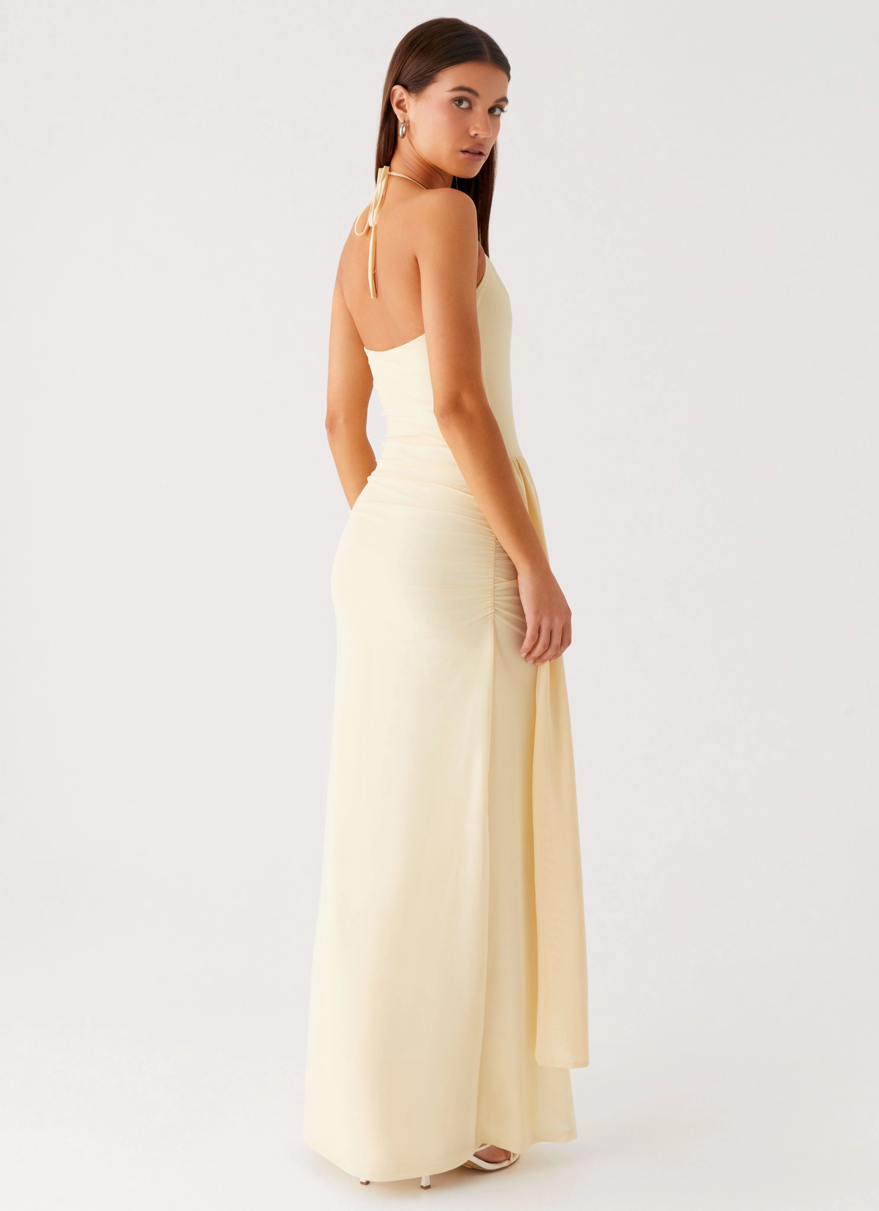 Soft and Light Move Free Signal Halter Maxi Dress - Sunny Yellow