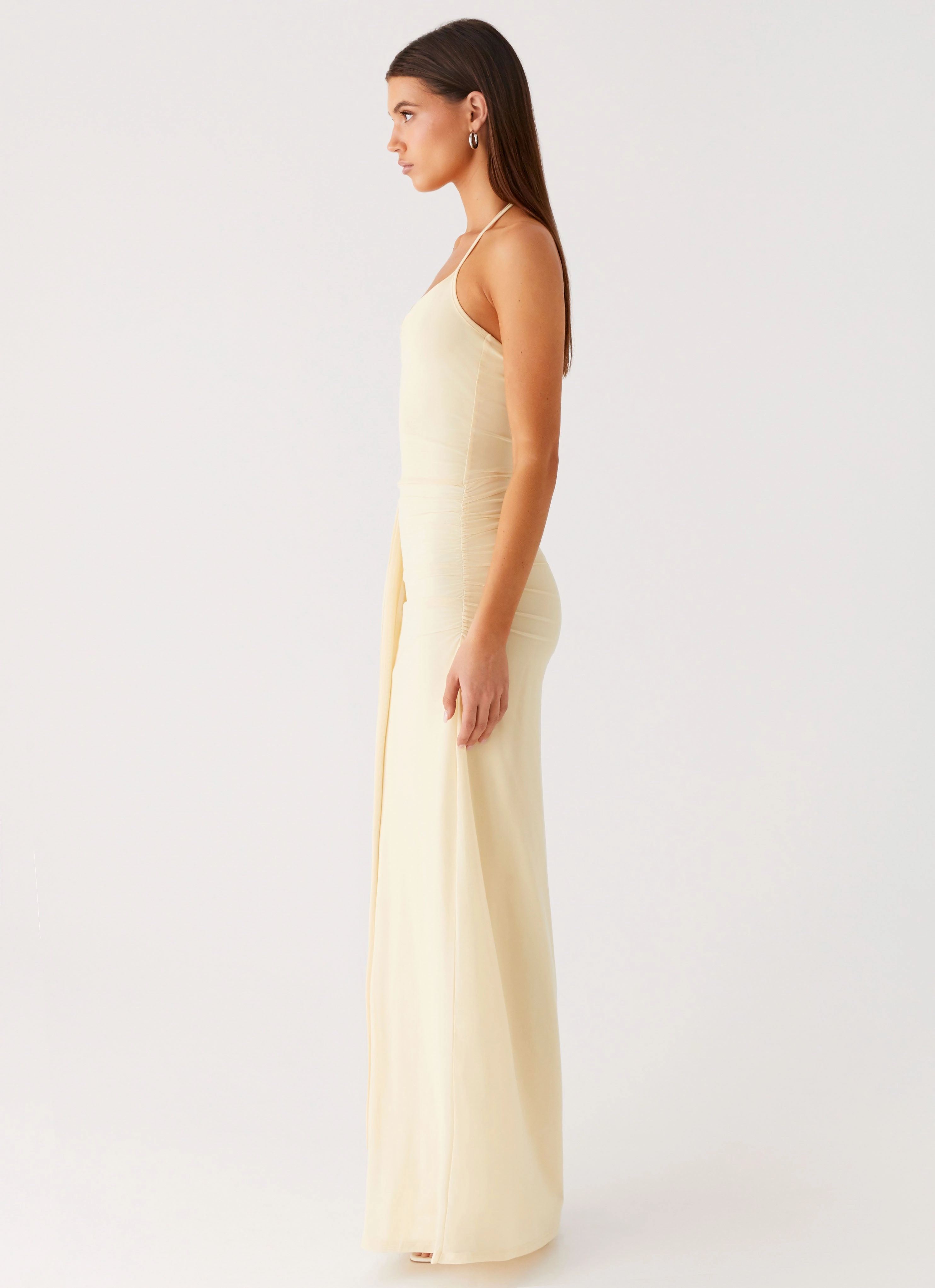 Signal Halter Maxi Dress - Sunny Yellow Olive Fresh