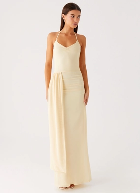 Bless Glow Signal Halter Maxi Dress - Sunny Yellow