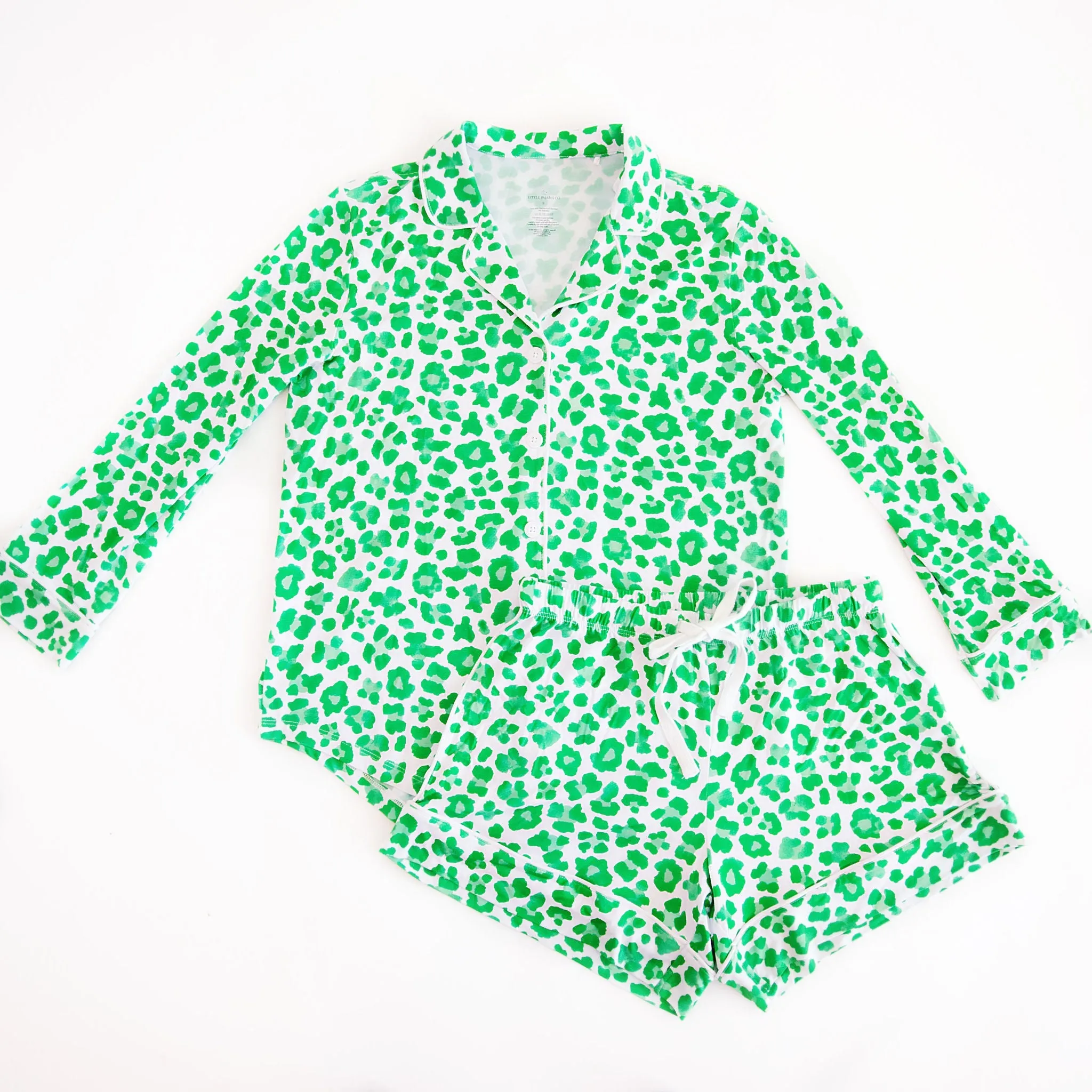Green Leopard Women’s Button Down Short Set