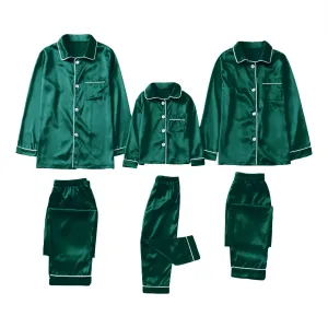 Green Satin Family Pajama Set