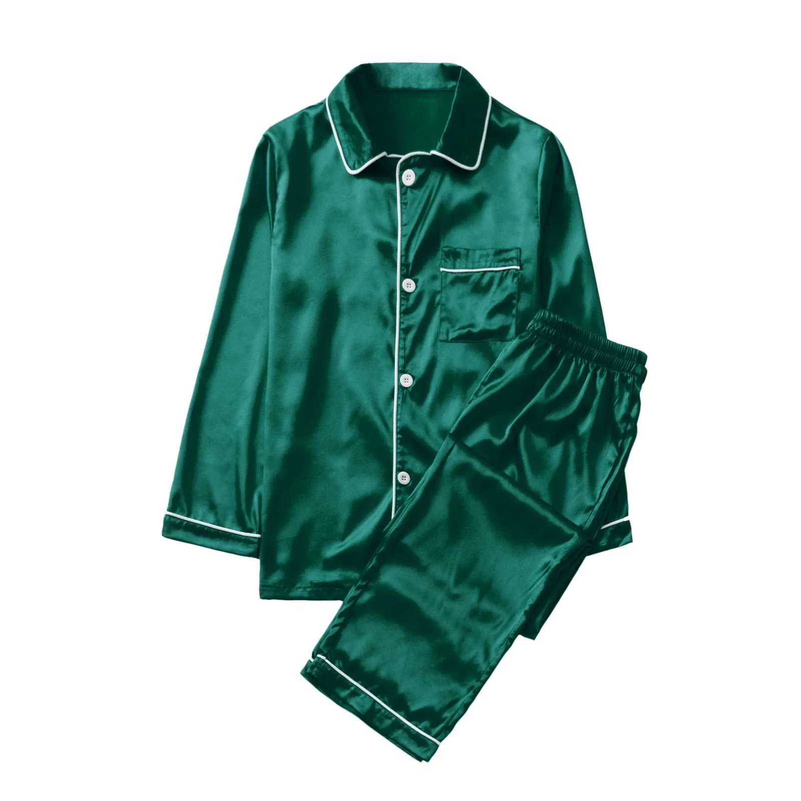 Green Satin Family Pajama Set