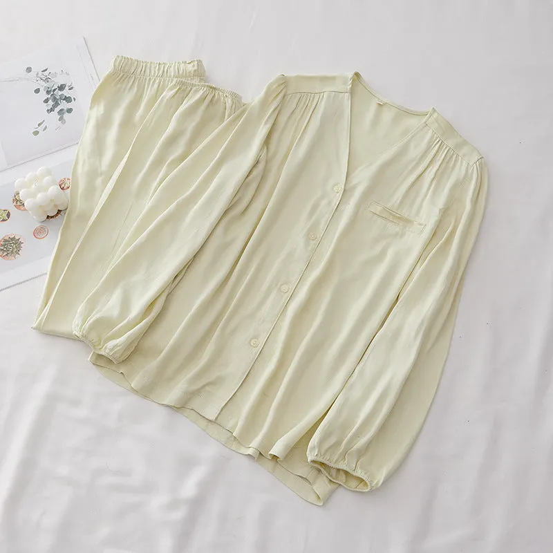 Green Solid cotton Sillk Pajama Set