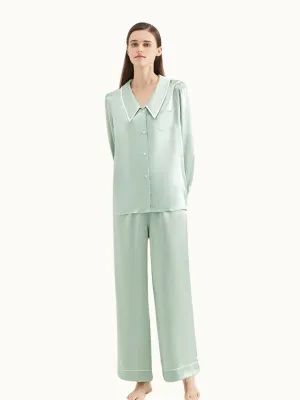 Green Women's Silk Pajamas Set