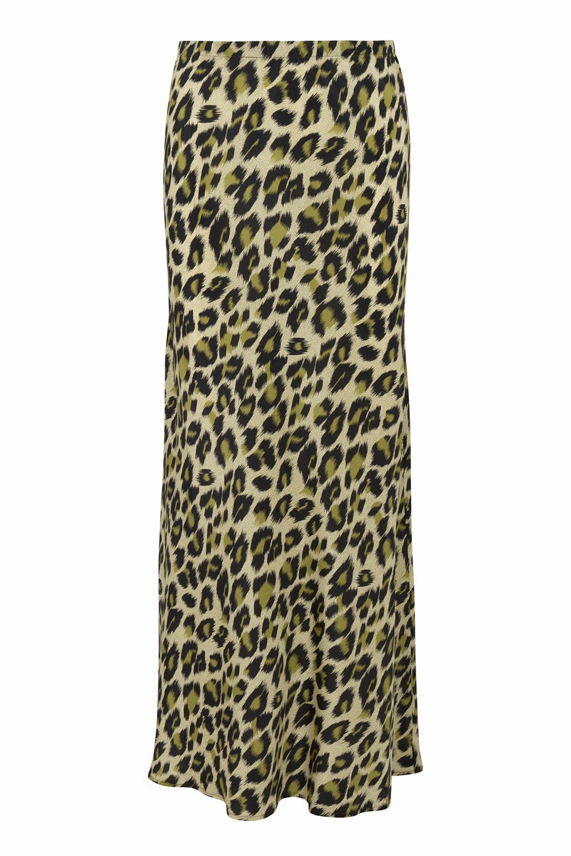 Green Leopard Silk Bias Maxi Skirt Smart Design Resale Value