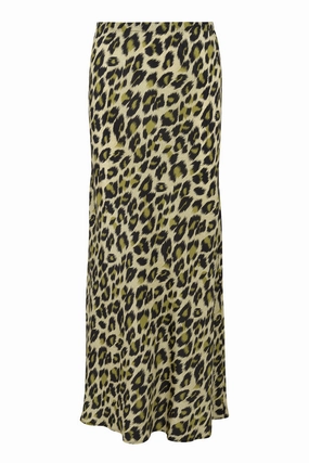 Green Leopard Silk Bias Maxi Skirt Smart Design Resale Value