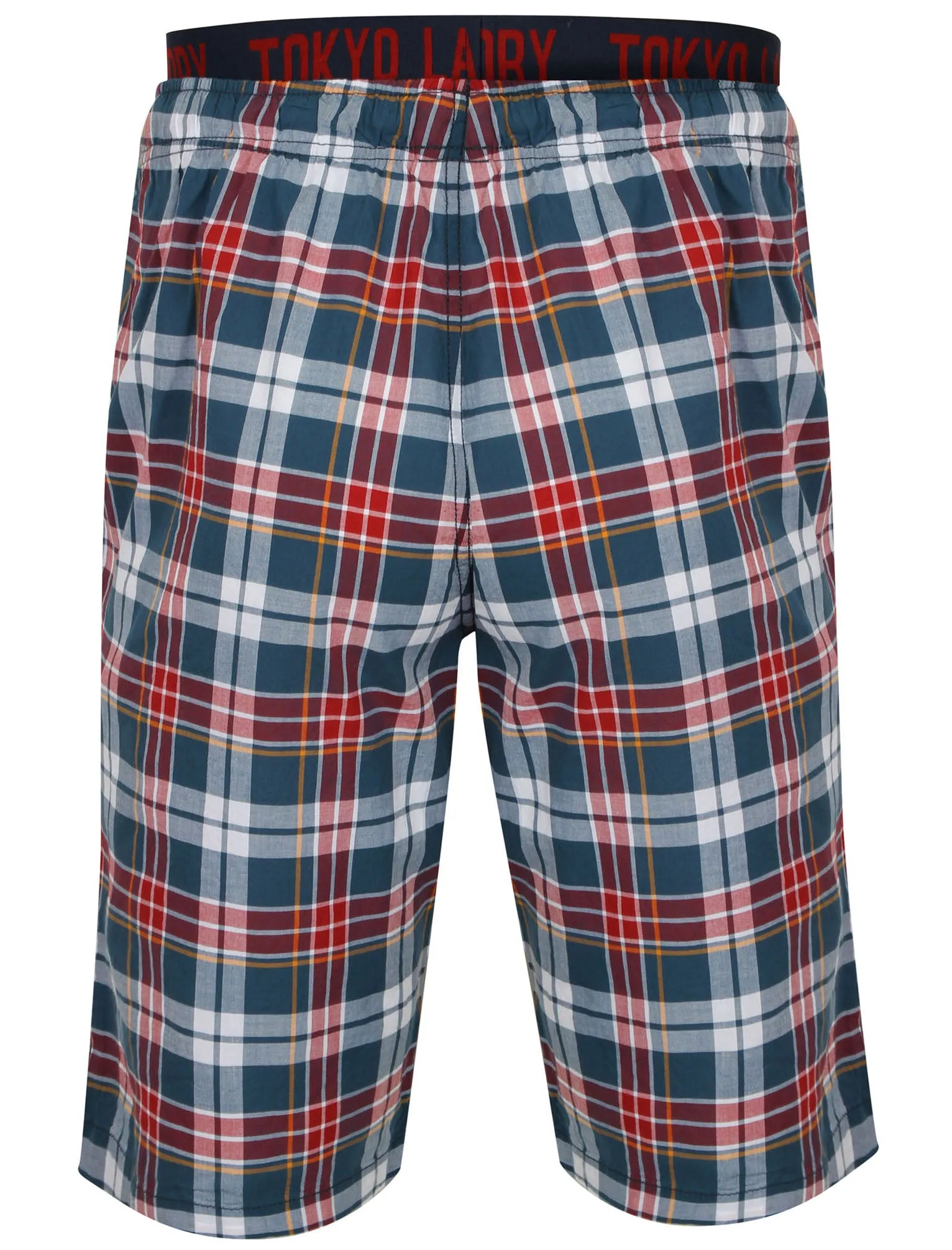Greet Checked Print Cotton Lounge Shorts in Red - Tokyo Laundry