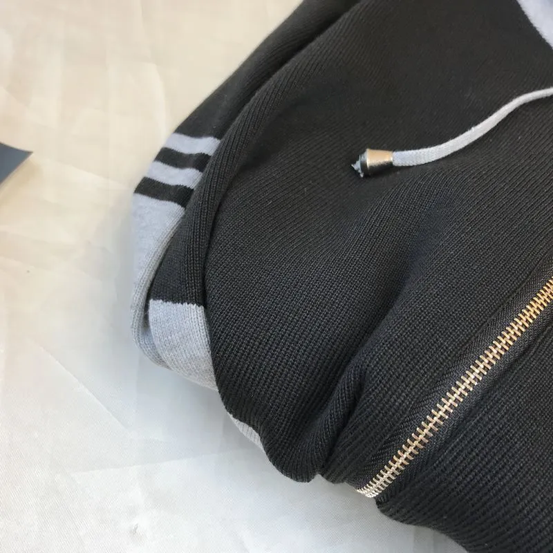 Grey and Black Hooded Slim Casual Pants Set