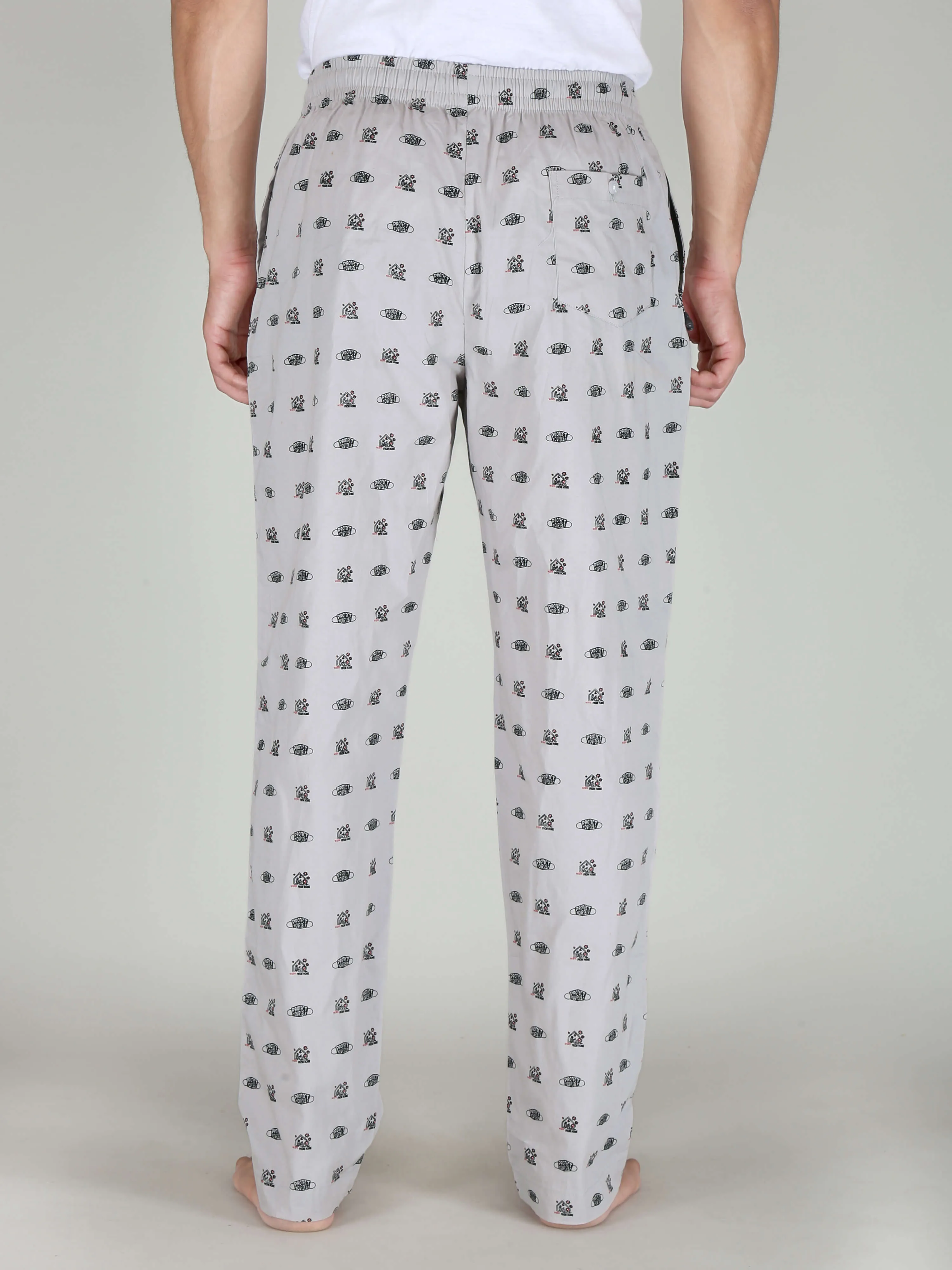 Grey Mask Printed Men Cotton Pajamas