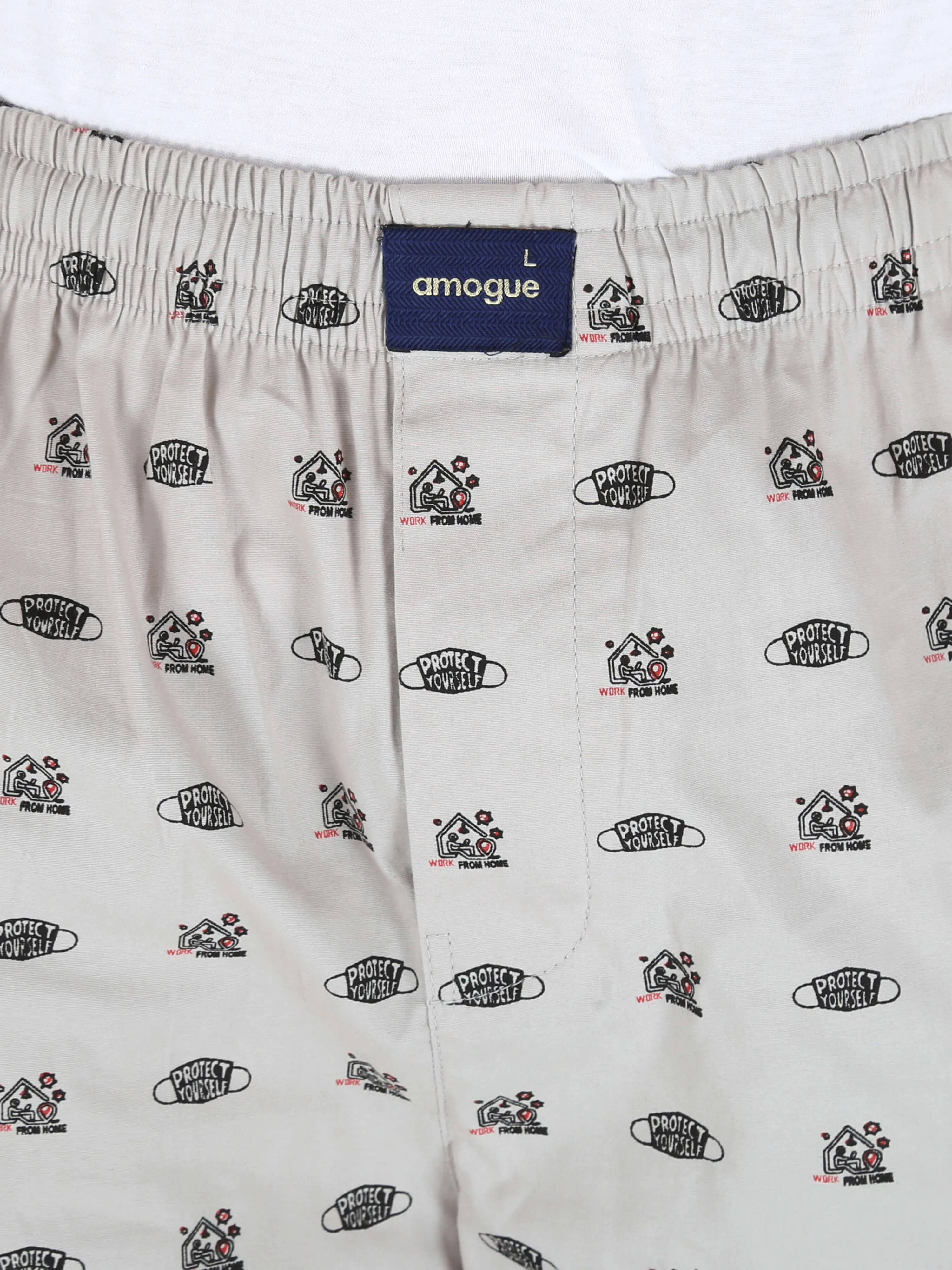 Grey Mask Printed Men Cotton Pajamas