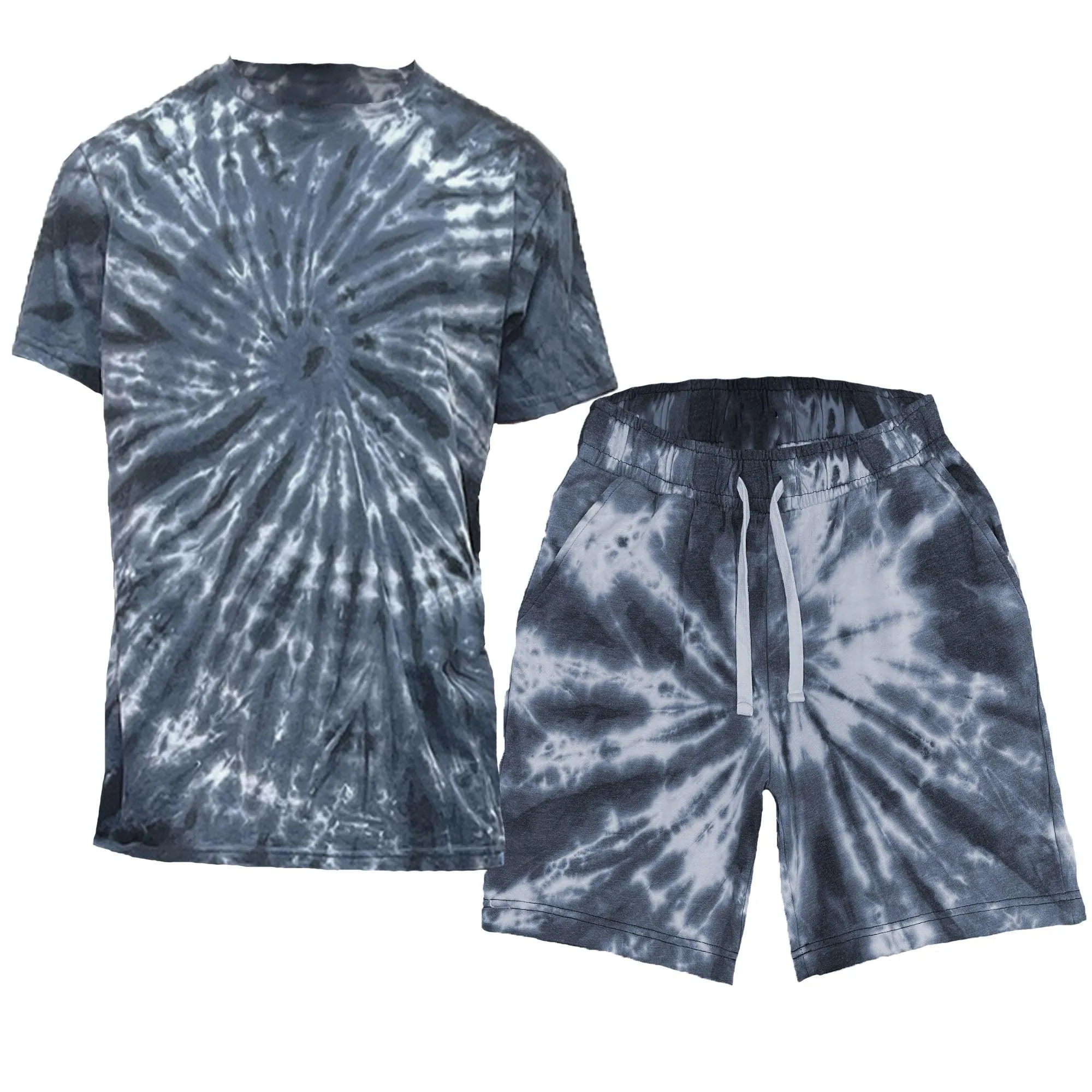 Grey Swirl Tye Dye Tshirt Short Set