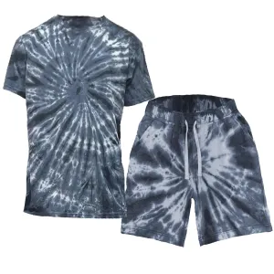Grey Swirl Tye Dye Tshirt Short Set