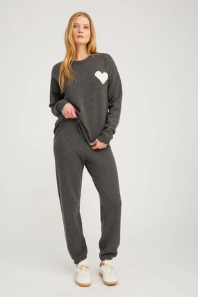 Breathable Stretch Grey Cashmere Heart Logo Sweatpants