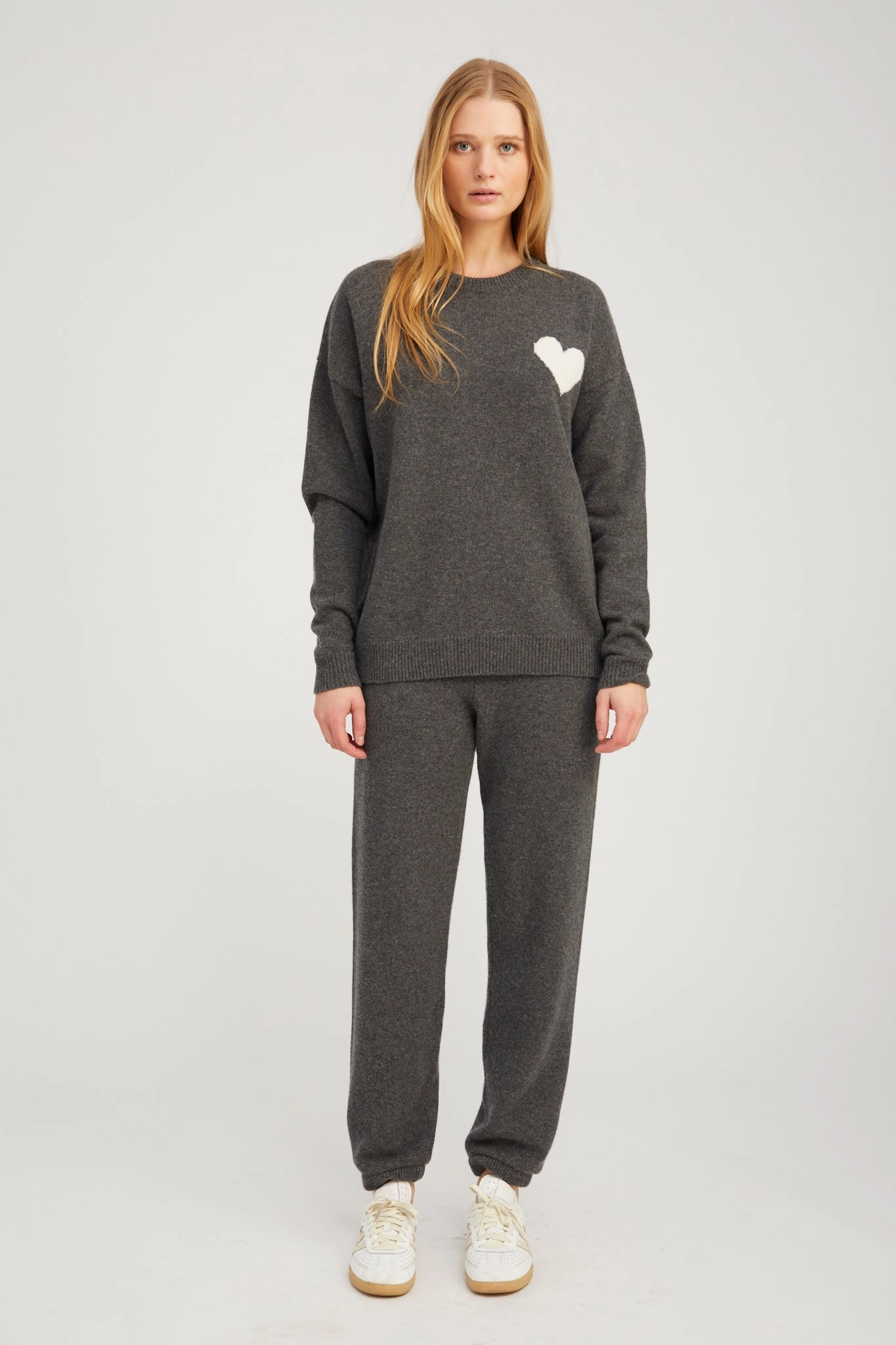 Grey Cashmere Heart Logo Sweatpants Functional Layers