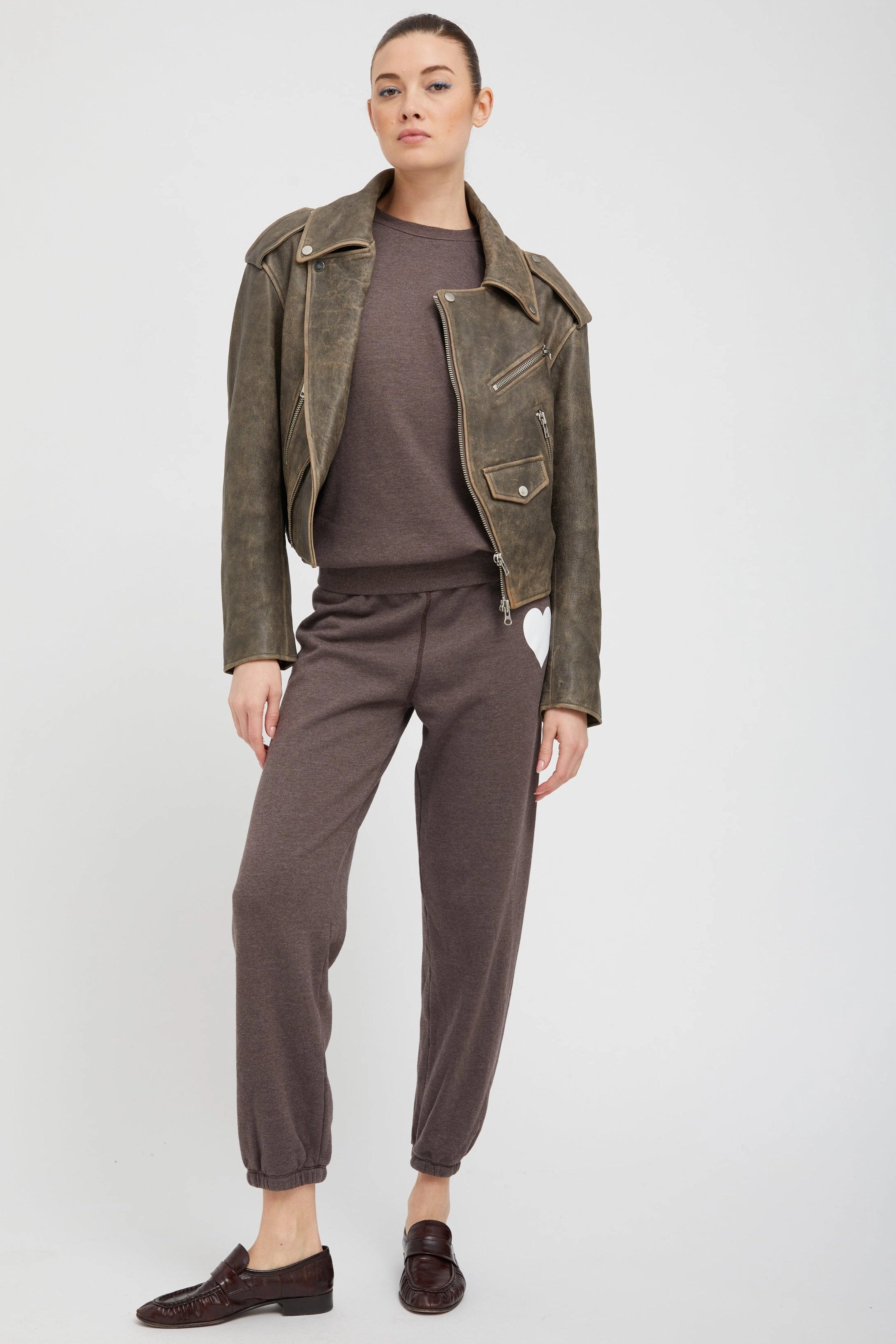 Grey Leather Biker Jacket Weatherproof Technology