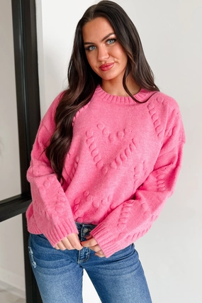 MultiPurposeUtility Heart Belongs To You Bubble Heart Sweater (Bubble Gum Pink)