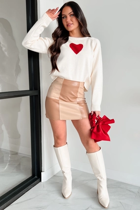 Growing Fonder Of You Heart Sweater (Cream/Red) Reinforced Hemline Active Look