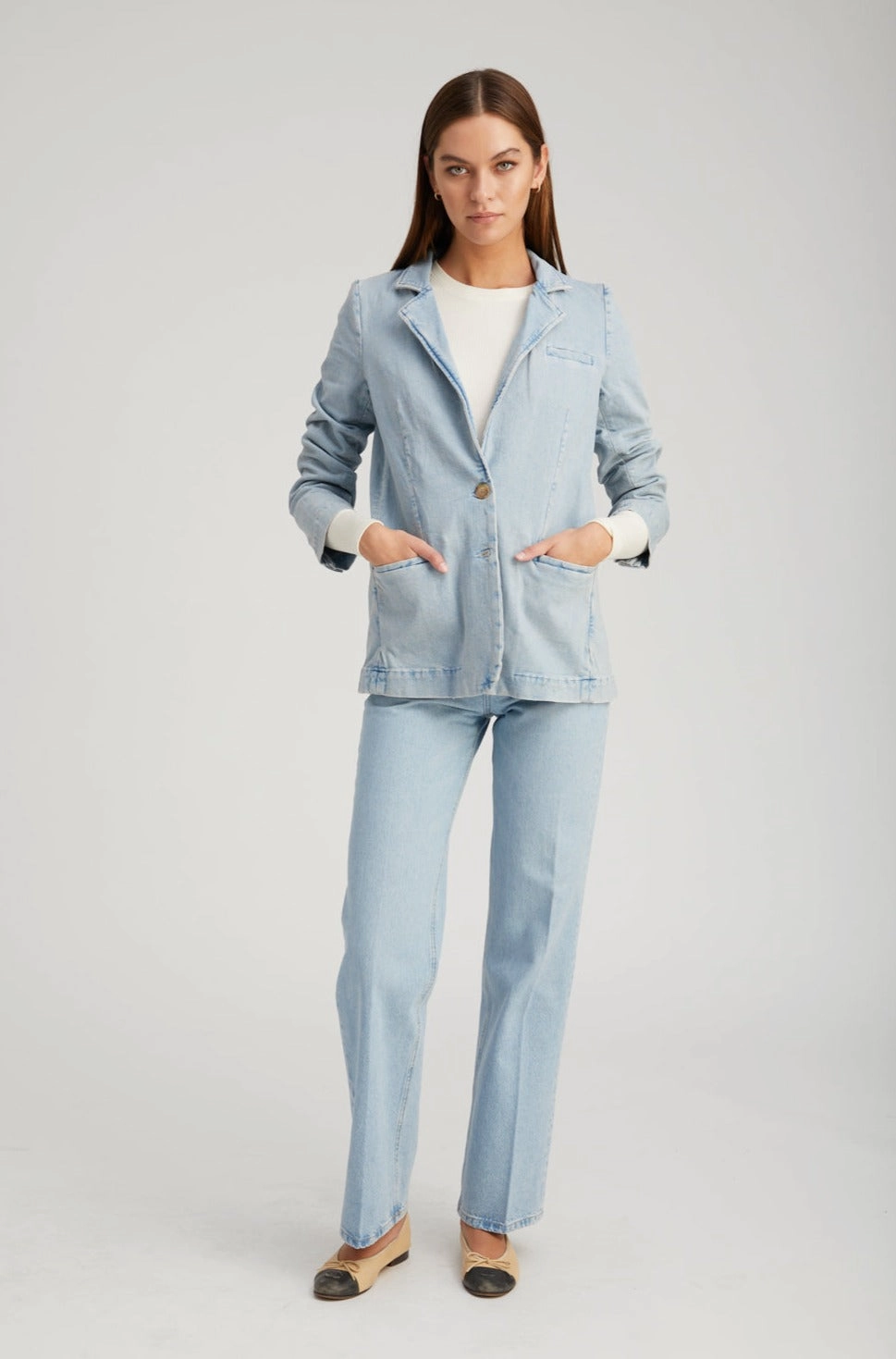 Diana Denim Blazer Lightweight Material Reinforced Elbows